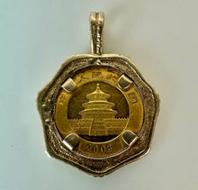 Load image into Gallery viewer, 2008 1/20 Troy Ounce .999 Gold Chinese Panda Coin in 1" 14K Gold Bezel (3.8g)
