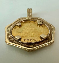 Load image into Gallery viewer, 2008 1/20 Troy Ounce .999 Gold Chinese Panda Coin in 1" 14K Gold Bezel (3.8g)
