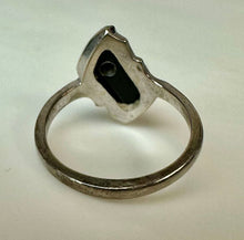 Load image into Gallery viewer, 10K White Gold Onyx Diamond Ring sz 5.5 (2.6g)
