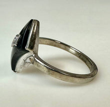 Load image into Gallery viewer, 10K White Gold Onyx Diamond Ring sz 5.5 (2.6g)
