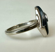 Load image into Gallery viewer, 10K White Gold Onyx Diamond Ring sz 5.5 (2.6g)
