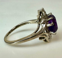 Load image into Gallery viewer, 14K Gold Amethyst Diamond Ring sz 7 (3.4g)
