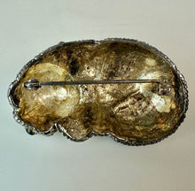 Load image into Gallery viewer, Vintage Rucinni Silvertone Rhinestone Enamel Collar Sleeping Cat Brooch PIn (2.25")
