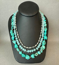 Load image into Gallery viewer, Lucky Brand Faux Turquoise Amazonite Silvertone Layered Bead Necklace (19")
