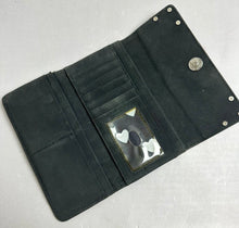 Load image into Gallery viewer, Burgundy Alligator Embossed Leather Heart Print Canvas Silvertone Detail Long Wallet (4.5x7.5x1")
