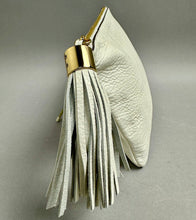 Load image into Gallery viewer, GILI Ivory Pebbled Leather Tassel Clutch Purse (6.5x9.5")

