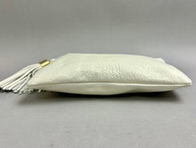Load image into Gallery viewer, GILI Ivory Pebbled Leather Tassel Clutch Purse (6.5x9.5")
