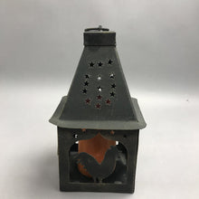 Load image into Gallery viewer, Black Metal Candle Lantern Chicken Motif (11")
