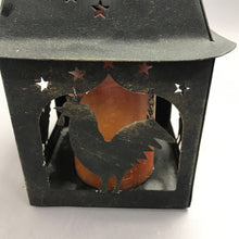 Load image into Gallery viewer, Black Metal Candle Lantern Chicken Motif (11")
