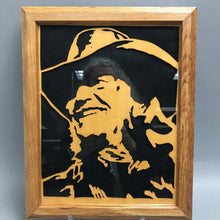 Load image into Gallery viewer, Framed Willie Nelson Laser Carved Wood Art (12.5x10)
