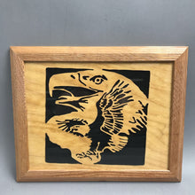 Load image into Gallery viewer, Framed Bald Eagle Laser Carved Wood Art (12.5x10)

