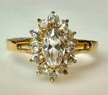 Load image into Gallery viewer, Gold Plated Cubic Zirconia Halo Engagement Ring sz 9
