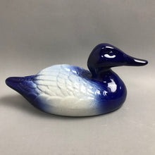 Load image into Gallery viewer, Staffordshire Cobalt Blue &amp; White Porcelain Duck (~6x12.5x5.5)
