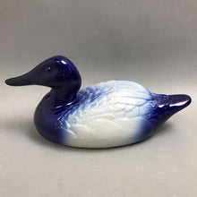 Load image into Gallery viewer, Staffordshire Cobalt Blue &amp; White Porcelain Duck (~6x12.5x5.5)
