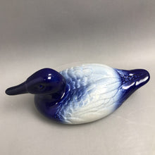 Load image into Gallery viewer, Staffordshire Cobalt Blue &amp; White Porcelain Duck (~6x12.5x5.5)
