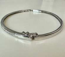 Load image into Gallery viewer, Sterling Hinged Bangle Bracelet w/ Diamond Accent (8" Inside Circumference)
