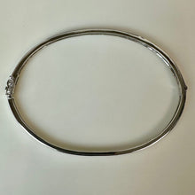 Load image into Gallery viewer, Sterling Hinged Bangle Bracelet w/ Diamond Accent (8" Inside Circumference)
