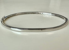 Load image into Gallery viewer, Sterling Hinged Bangle Bracelet w/ Diamond Accent (8" Inside Circumference)
