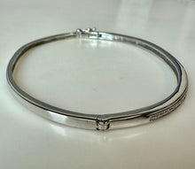 Load image into Gallery viewer, Sterling Hinged Bangle Bracelet w/ Diamond Accent (8" Inside Circumference)
