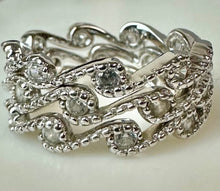 Load image into Gallery viewer, Sterling Cubic Zirconia Wave Stacking Ring Set of 3 sz 6

