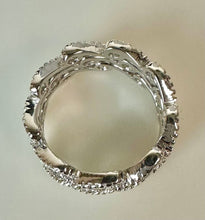 Load image into Gallery viewer, Sterling Cubic Zirconia Wave Stacking Ring Set of 3 sz 6
