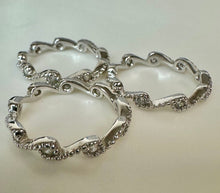 Load image into Gallery viewer, Sterling Cubic Zirconia Wave Stacking Ring Set of 3 sz 6
