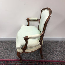 Load image into Gallery viewer, Wooden Arm Chair w/ Green Upholstery (32x25x18)
