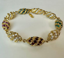 Load image into Gallery viewer, Vintage Signed Camrose Kross Jackie Kennedy Swarovski Crystal Egg Bracelet (8")
