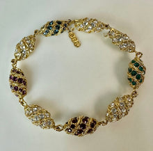 Load image into Gallery viewer, Vintage Signed Camrose Kross Jackie Kennedy Swarovski Crystal Egg Bracelet (8")
