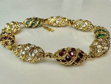 Load image into Gallery viewer, Vintage Signed Camrose Kross Jackie Kennedy Swarovski Crystal Egg Bracelet (8")
