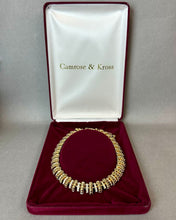 Load image into Gallery viewer, Vintage Signed Camrose Kross Jackie Kennedy Gold Plated Rhinestone Statement Collar Necklace (20")
