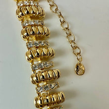 Load image into Gallery viewer, Vintage Signed Camrose Kross Jackie Kennedy Gold Plated Rhinestone Statement Collar Necklace (20")
