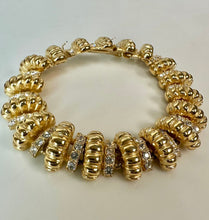 Load image into Gallery viewer, Vintage Signed Camrose Kross Jackie Kennedy Gold Plated Rhinestone Link Bracelet (8")
