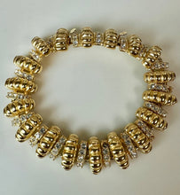 Load image into Gallery viewer, Vintage Signed Camrose Kross Jackie Kennedy Gold Plated Rhinestone Link Bracelet (8")
