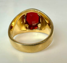 Load image into Gallery viewer, Vintage 14K Gold Electroplate Simulated Ruby CZ Ring sz 10
