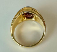 Load image into Gallery viewer, Vintage 14K Gold Electroplate Simulated Ruby CZ Ring sz 10
