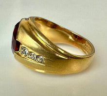 Load image into Gallery viewer, Vintage 14K Gold Electroplate Simulated Ruby CZ Ring sz 10

