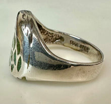 Load image into Gallery viewer, Vintage Sterling Turquoise Chip Inlay Eagle Ring sz 9.5
