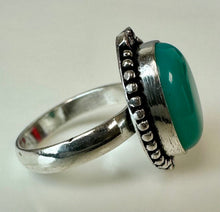 Load image into Gallery viewer, Silver Plated Green Agate Ring sz 9
