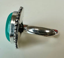 Load image into Gallery viewer, Silver Plated Green Agate Ring sz 9
