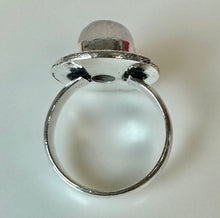 Load image into Gallery viewer, Silver Plated Rose Quartz Ring sz 7.5
