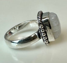 Load image into Gallery viewer, Silver Plated Rainbow Moonstone Ring sz 6
