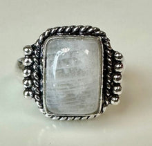 Load image into Gallery viewer, Silver Plated Rainbow Moonstone Ring sz 6
