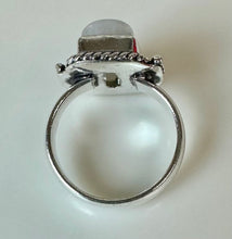 Load image into Gallery viewer, Silver Plated Rainbow Moonstone Ring sz 6

