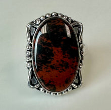 Load image into Gallery viewer, Silver Plated Mahogany Obsidian Ring sz 9.75
