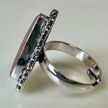 Load image into Gallery viewer, Silver Plated Rose Quartz Ring (Adjustable)
