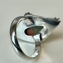 Load image into Gallery viewer, Silver Plated Unakite Ring sz 10
