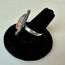 Load image into Gallery viewer, Silver Plated Unakite Ring sz 10
