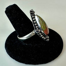 Load image into Gallery viewer, Silver Plated Unakite Ring sz 10
