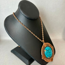 Load image into Gallery viewer, Vintage Bell Trading Co Copper Faux Turquoise Statement Necklace (30")
